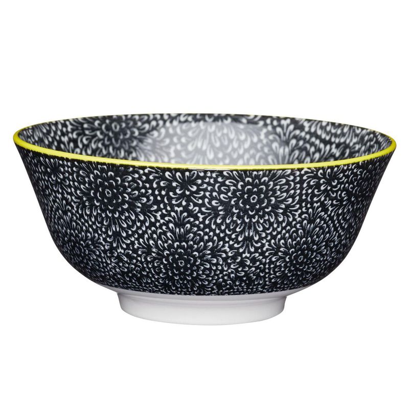 Mikasa 15.5cm Does It All Bowl Black Floral image number 0
